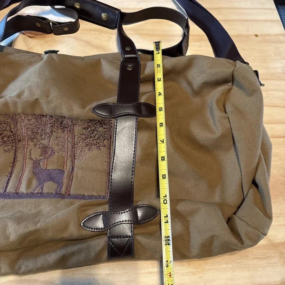 Woodland Creek Deer Embroidered Canvas Duffle Bag 20